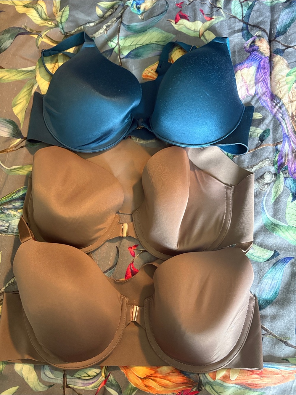 Seamless Moulded T-Shirt Bra - Teal and Brown
